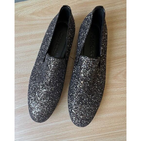 Jimmy Choo Men\'s Black Thame  Glitter Fabric Slipper, EU 40, US 8 main image 4